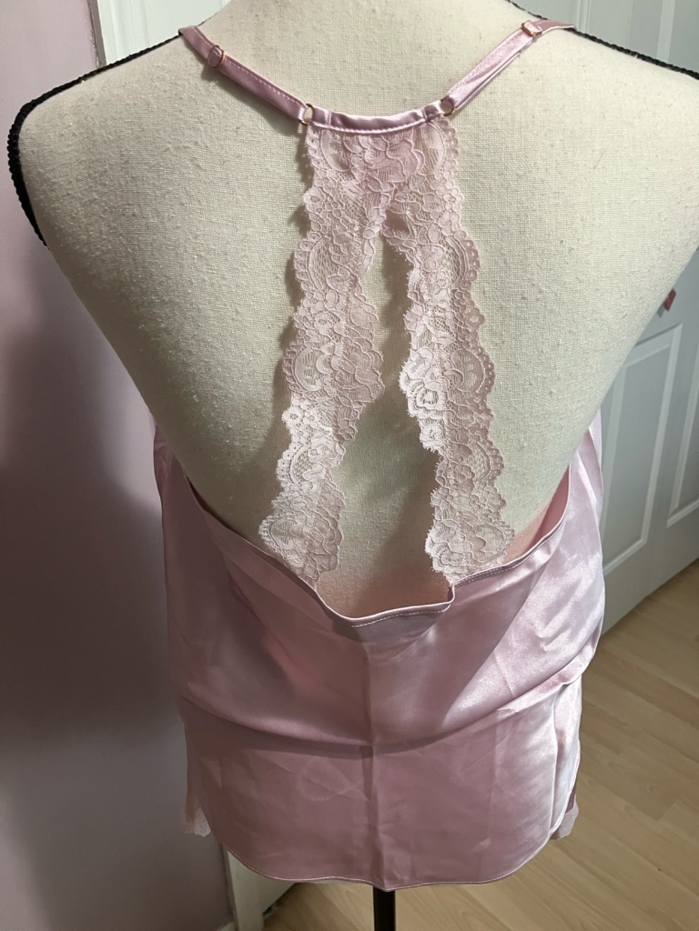 INC International Concepts Light Pink Satin Lace Cami & Short Set - Picture 4 of 5